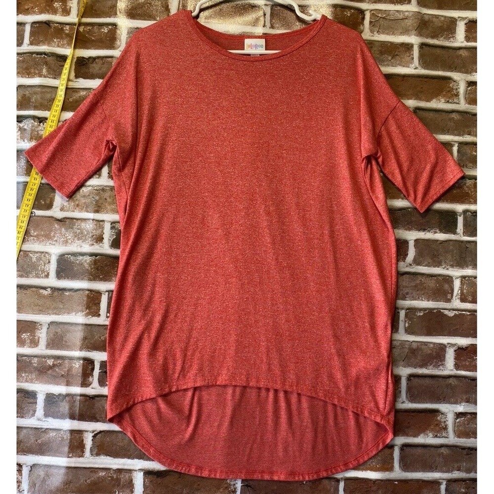 LuLaRoe Tunic Top Womens XXS Red Marbled Pullover Stretch Short Sleeve Classic